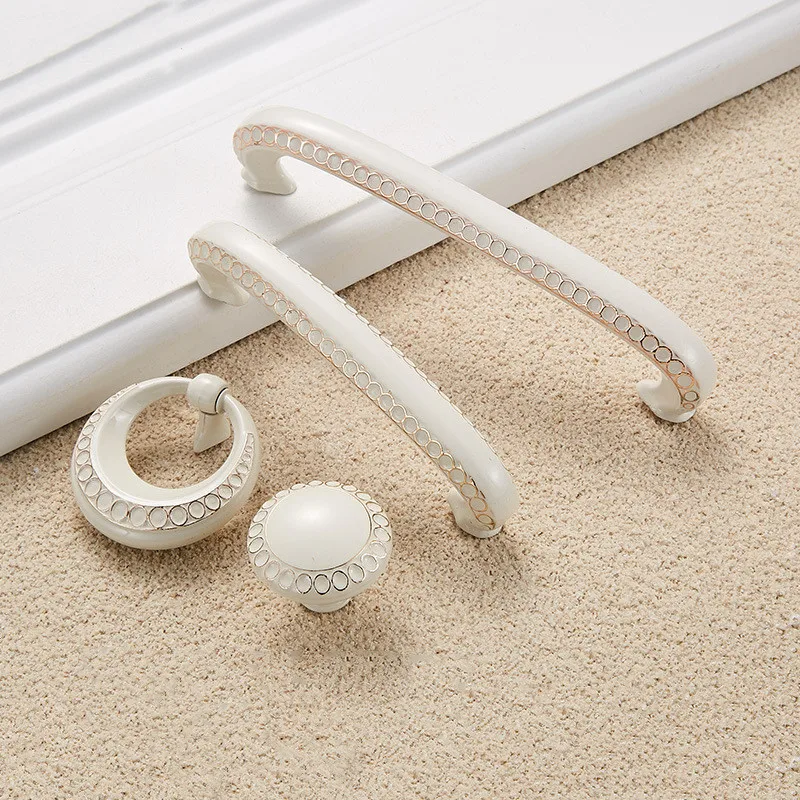 KK&FING 1PCS European Luxury Ivory White Kitchen Cabinet Handles Zinc Alloy Cupboard Wardrobe Door Pulls Drawer Knobs Hardware