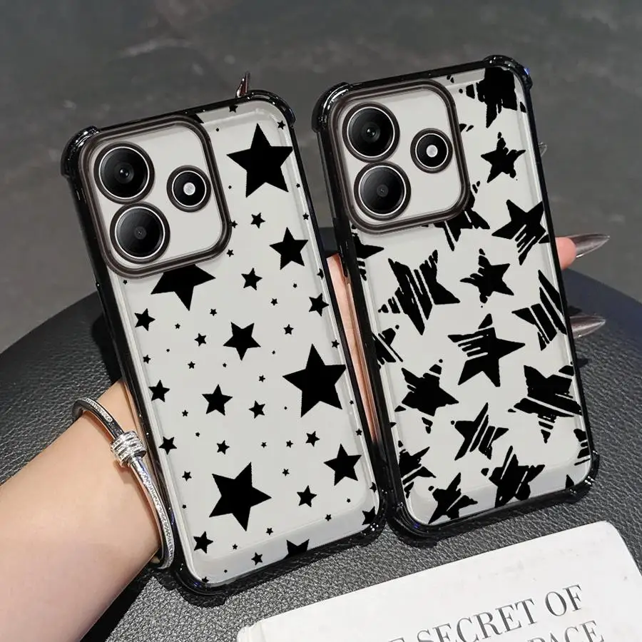 حافظة لهاتف Redmi Note 10s 9S 11 12 13 10 Pro 11s 14 Pro Plus 10 Lite نجمة خماسية