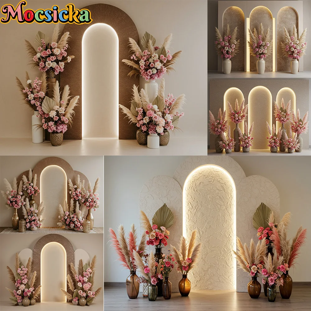 Mocsicka photographie fond Boho Floral arc portes fenêtres décoration toile de fond nouveau-né adulte femmes enceintes Portrait Studio