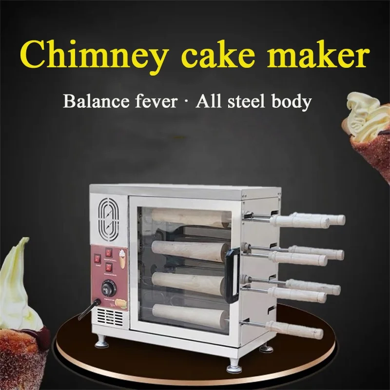 8 Roller Electric Hungarian Chimney Cake Maker Chimney Cake Rolls Grill Oven Machine Waffle Maker Bread Roll Baking Machine