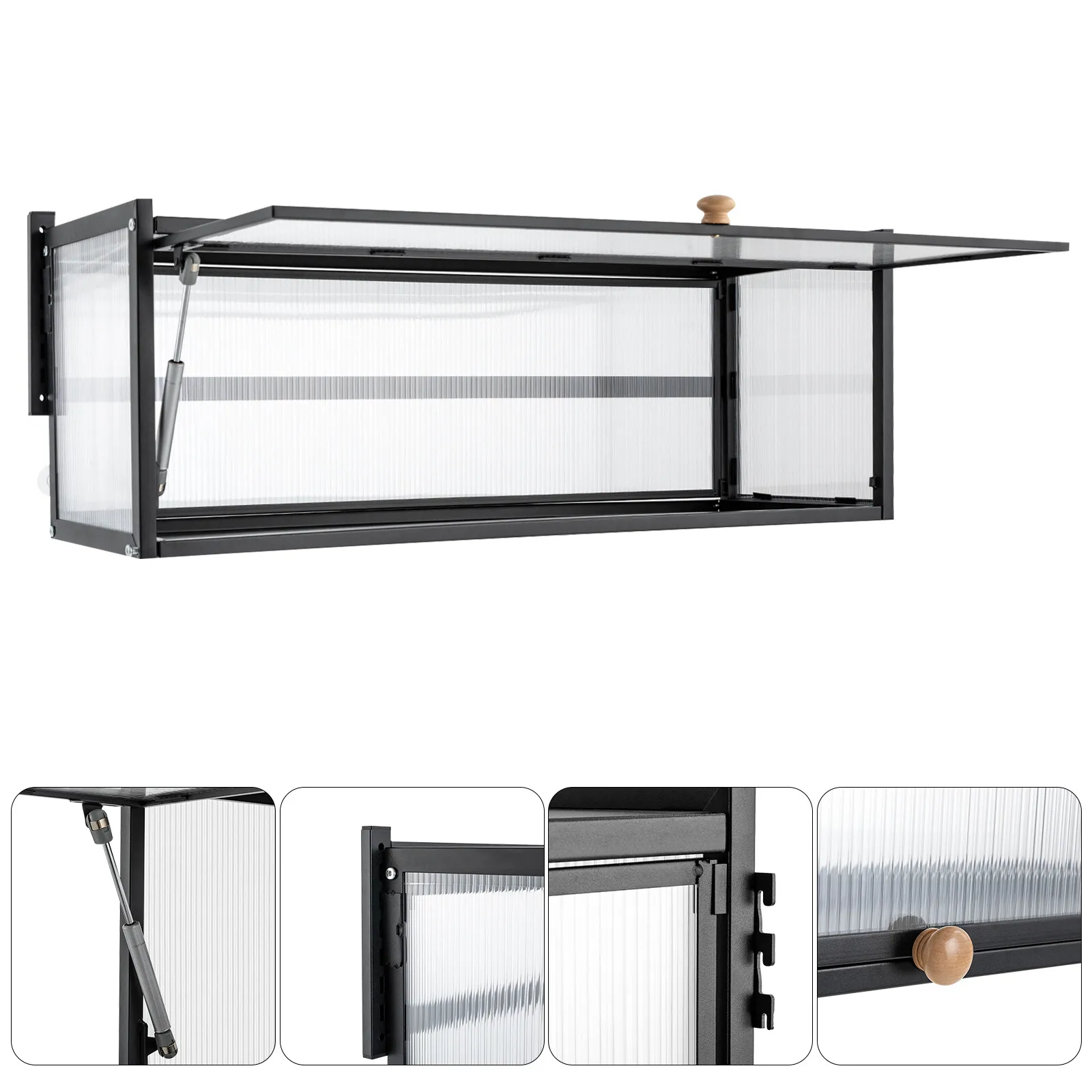 

Wall-Mounted Cabinet 33.5*11*11.8in Flip-Up Door Office Kitchen Wall Cabinet Translucent Strip Cabinet