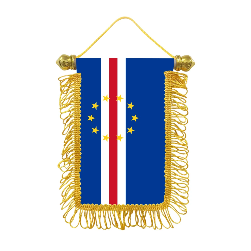 Cape Verde small hanging flag 10x15cm triangular flag car decoration hanging flag double-sided pattern with suction cup