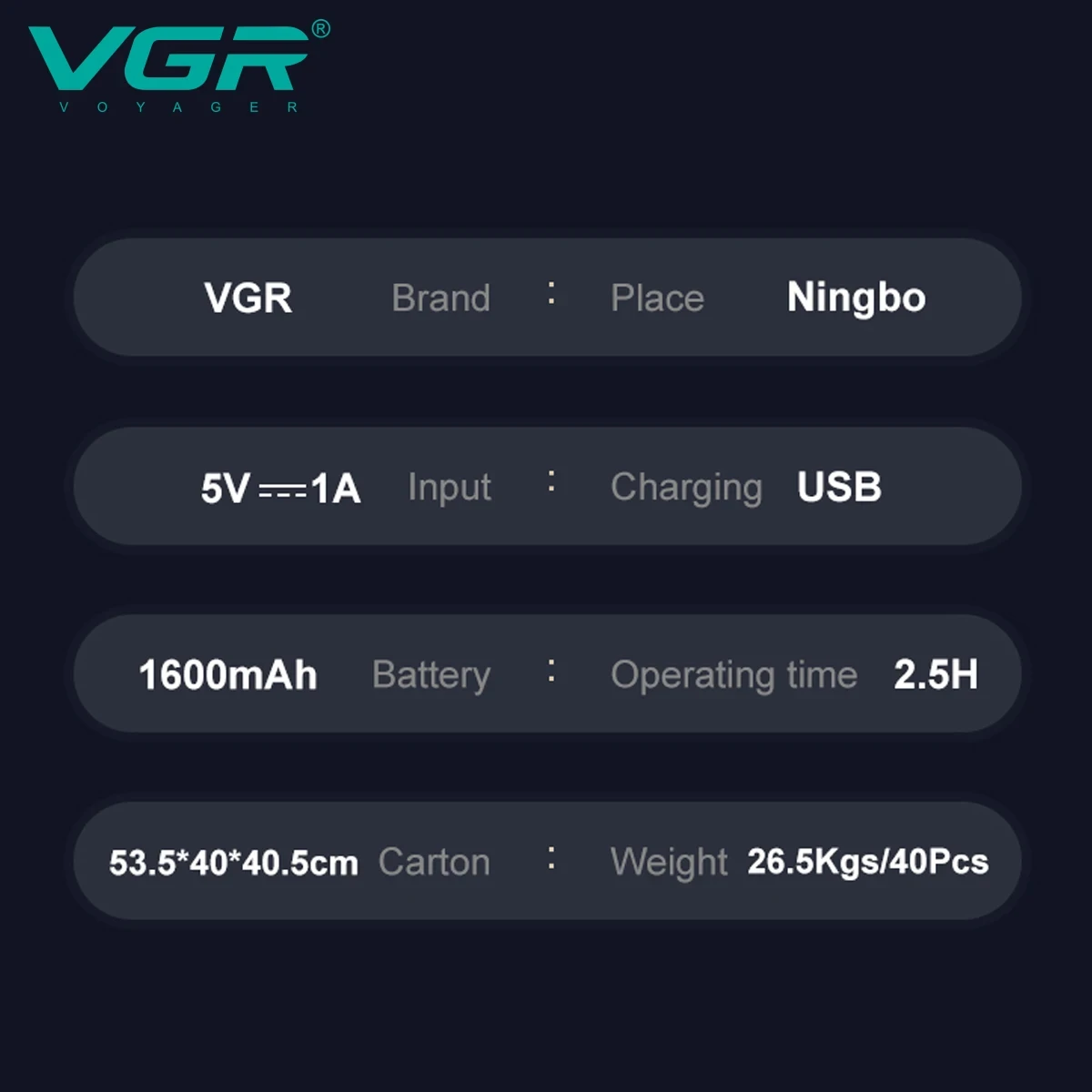 VGR V-265 vintage metal men's hair clipper with embossed body, electric pusher, high endurance T-shaped blade, hair trimming mac