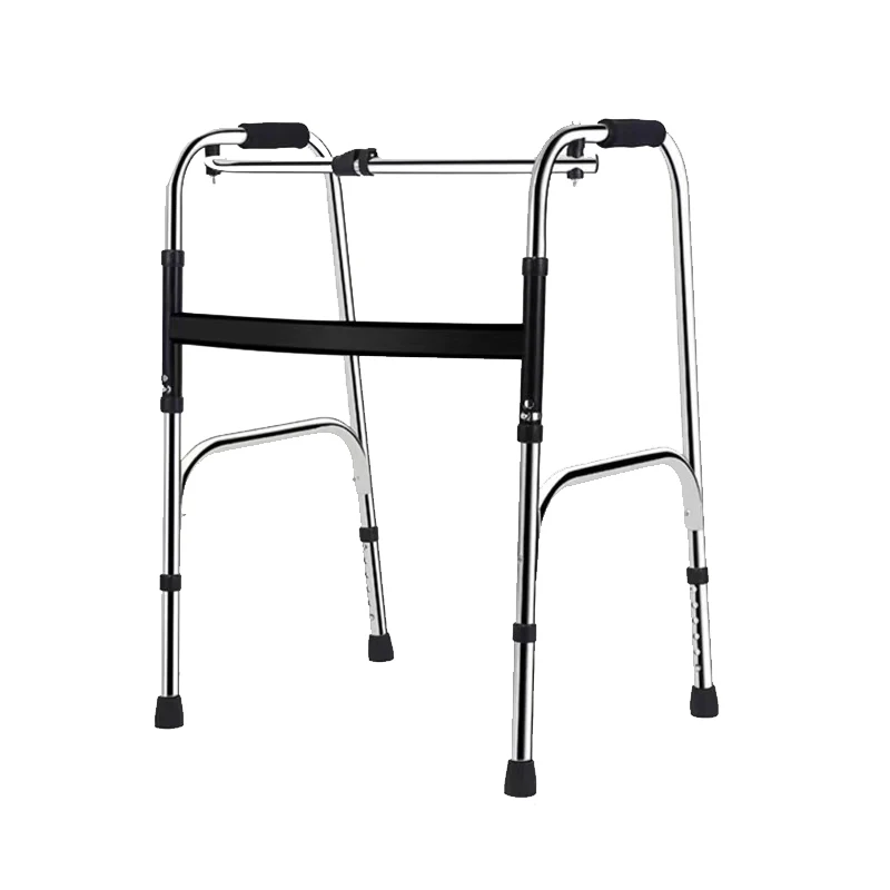 

Convenient Silver Stainless Steel Lightweight Height Adjustable Folding Walker For Adults Medical Device