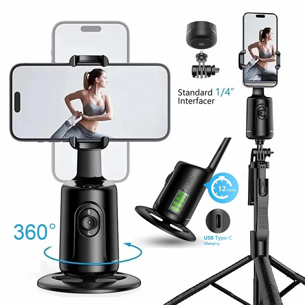 Gesture Control Auto Face Tracking Gimbal 360°Rotation Stabilizer Smartphone Shooting Phone Holder Stand for Live Vlog Video