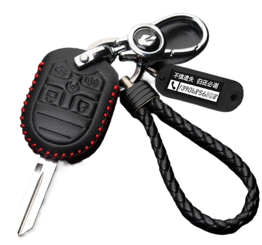 

For 11-14 Imported Ford Explorer F-150 Raptor Expedition EDGE Leather Straight Plate Car Key Cover Key Case Auto Parts