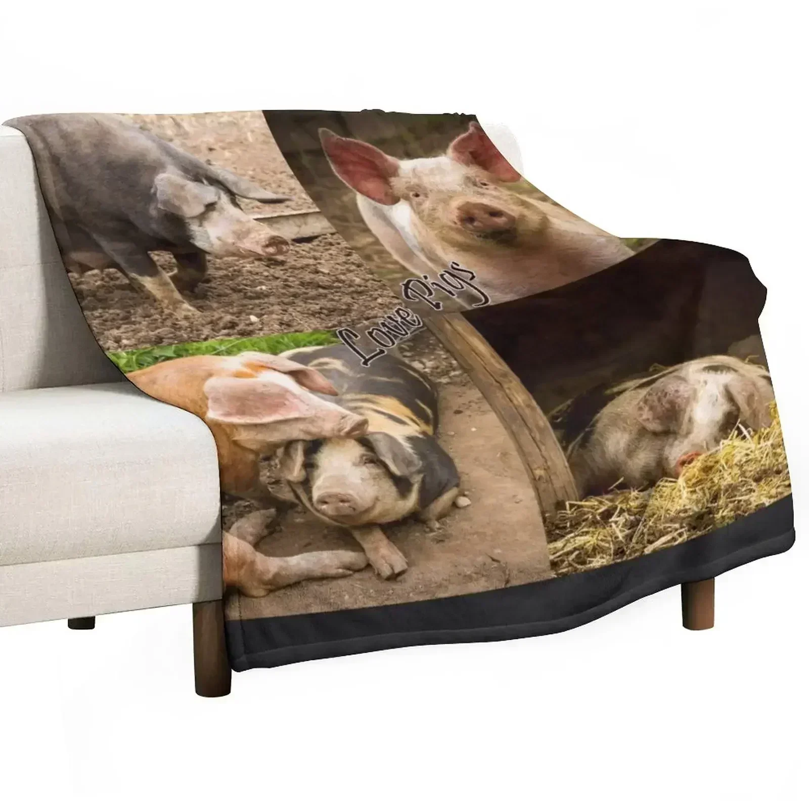 Love Pigs Throw Blanket for winter Heavy bed plaid Blankets