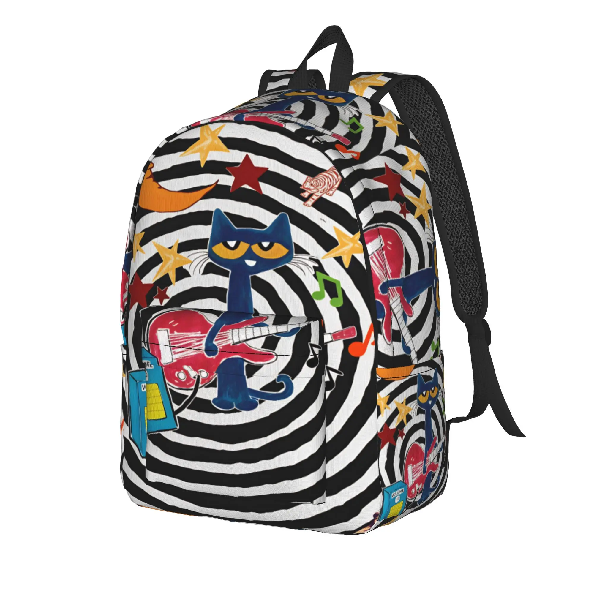 Pete The Cat Stars Comic Backpack  Streetwear Backpacks Female Outdoor Lightweight School Bags Custom Rucksack