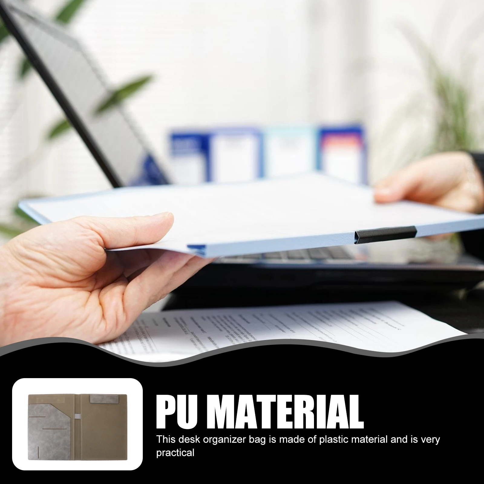 

1pc Pu Portfolio File Binder Business Document Organizer Resume Folder For Office Study Multi-Functional Contract Data