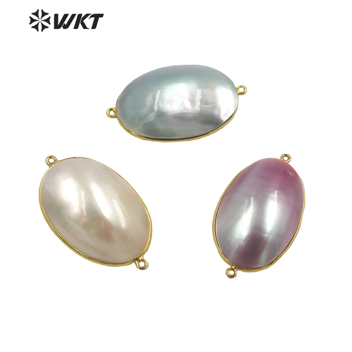 

WT-JP339 WKT 2023 Double hook design mabe shell high-quality oval pendant wedding fashion gift women dance party gift jewelry