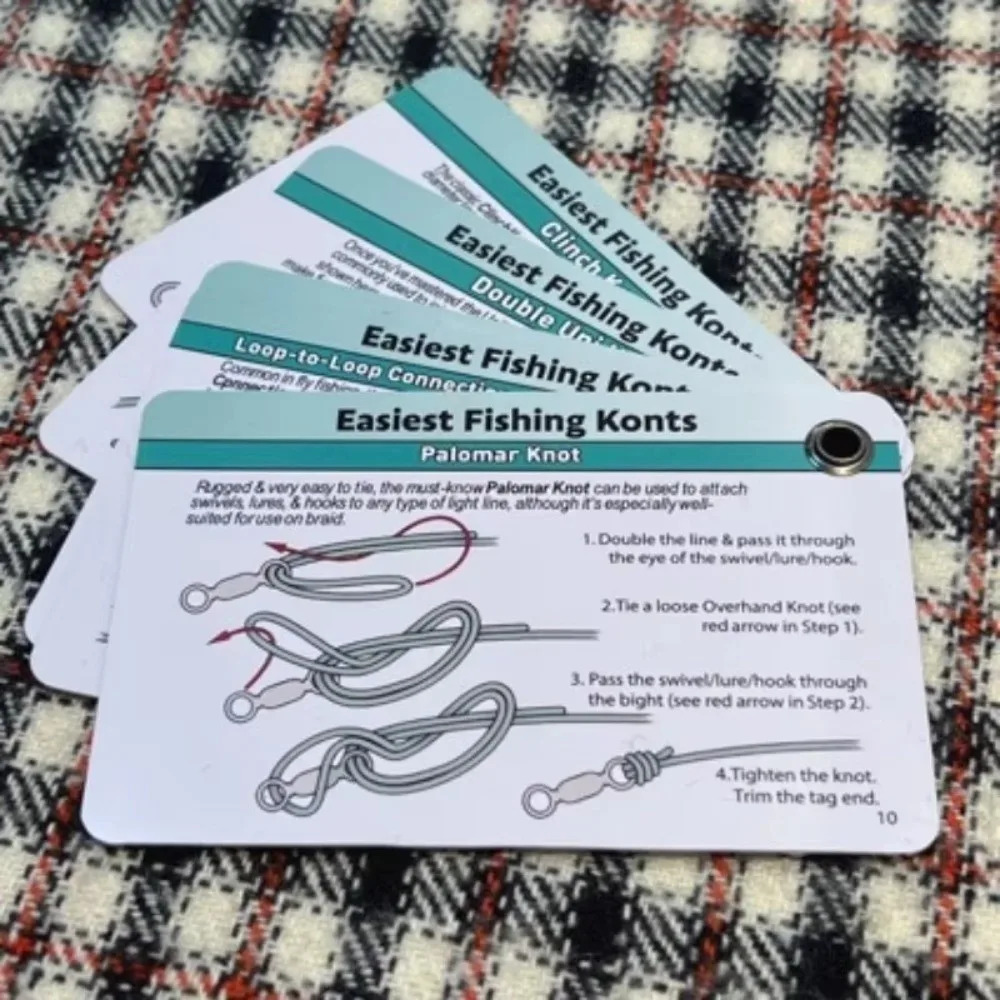aterproof Fishing Knot Guide With Keychain Clip Step by Step Tutorial Knot Tying Guide 2 styles Card Set Angler Reference Card