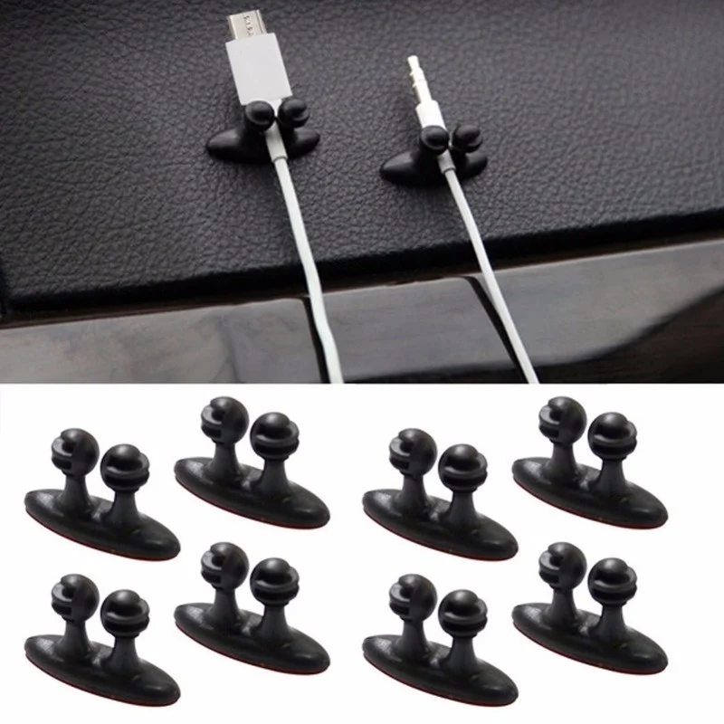 10Pcs/Lot Car Wire Cord Cable Holder Tie Clips Line Fixer Organizer Drop Adhesive USB Cable Car Clip Accessories image 3
