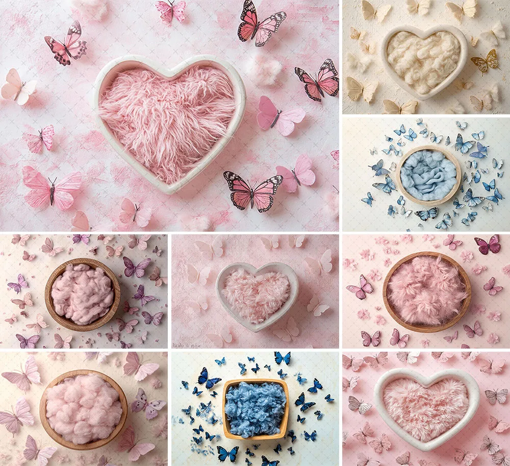 Mehofond Photography Background Pink Butterfly Newborn Birthday Party Baby Shower Artistic Portrait Decor Backdrop Photo Studio