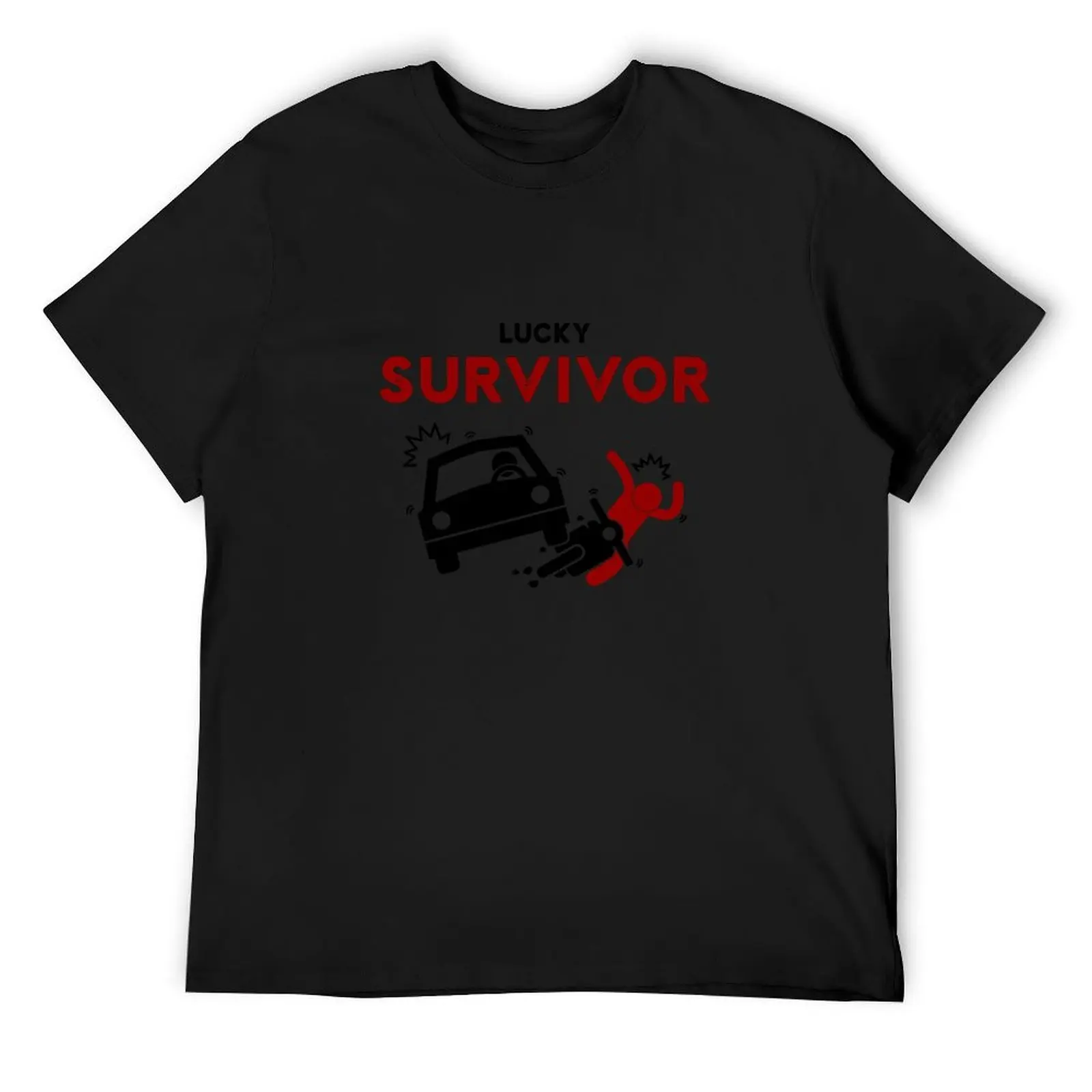 

Motorcycle accident lucky survivor T-Shirt funny gifts topping vintage anime shirt oversized anime shirts men