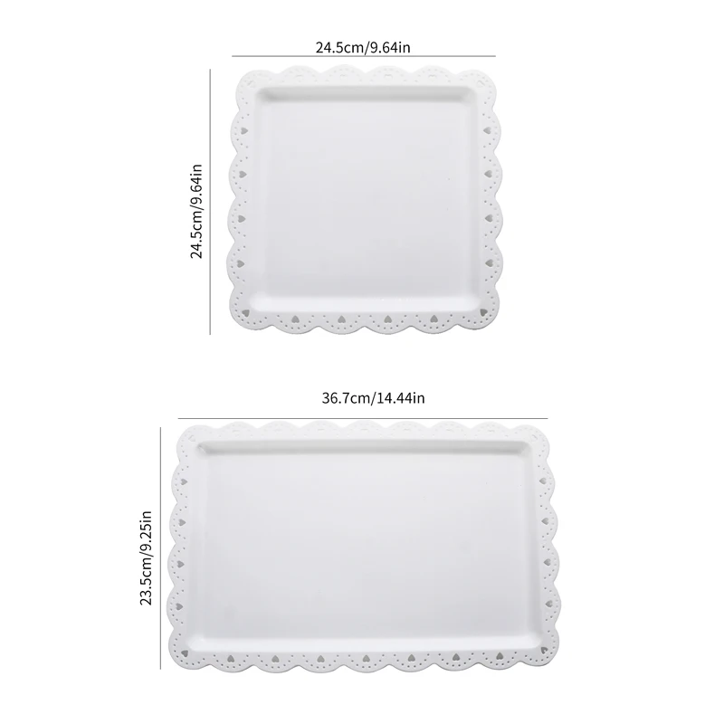 2 square/rectangular dessert plates PP material can be reused for hotel restaurant wedding birthday party