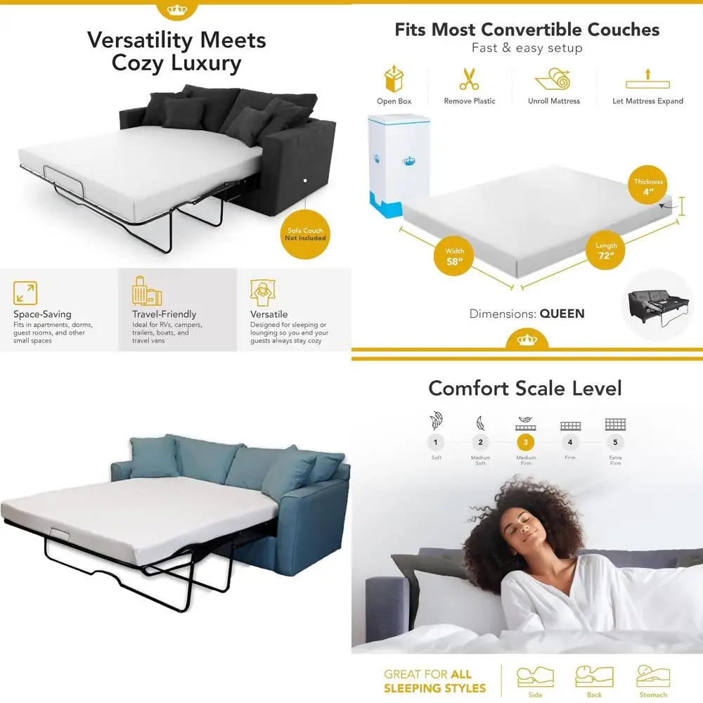 

Наматрасник из пены с эффектом памяти 4 дюйма - для дивана-кровати размера Queen Size