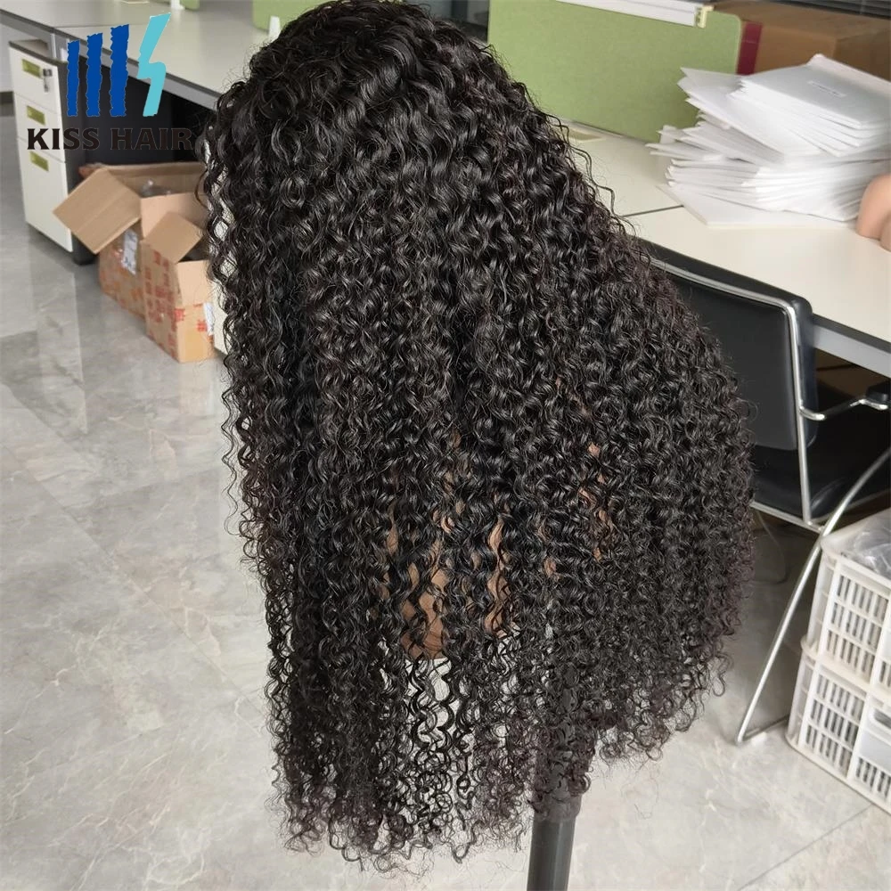 300% Jerry Curly 13*4 Lace Frontal Wigs Glueless Human Hair Wigs Easy Wear Full Head Thick Indian Human Hair Extensions KissHair