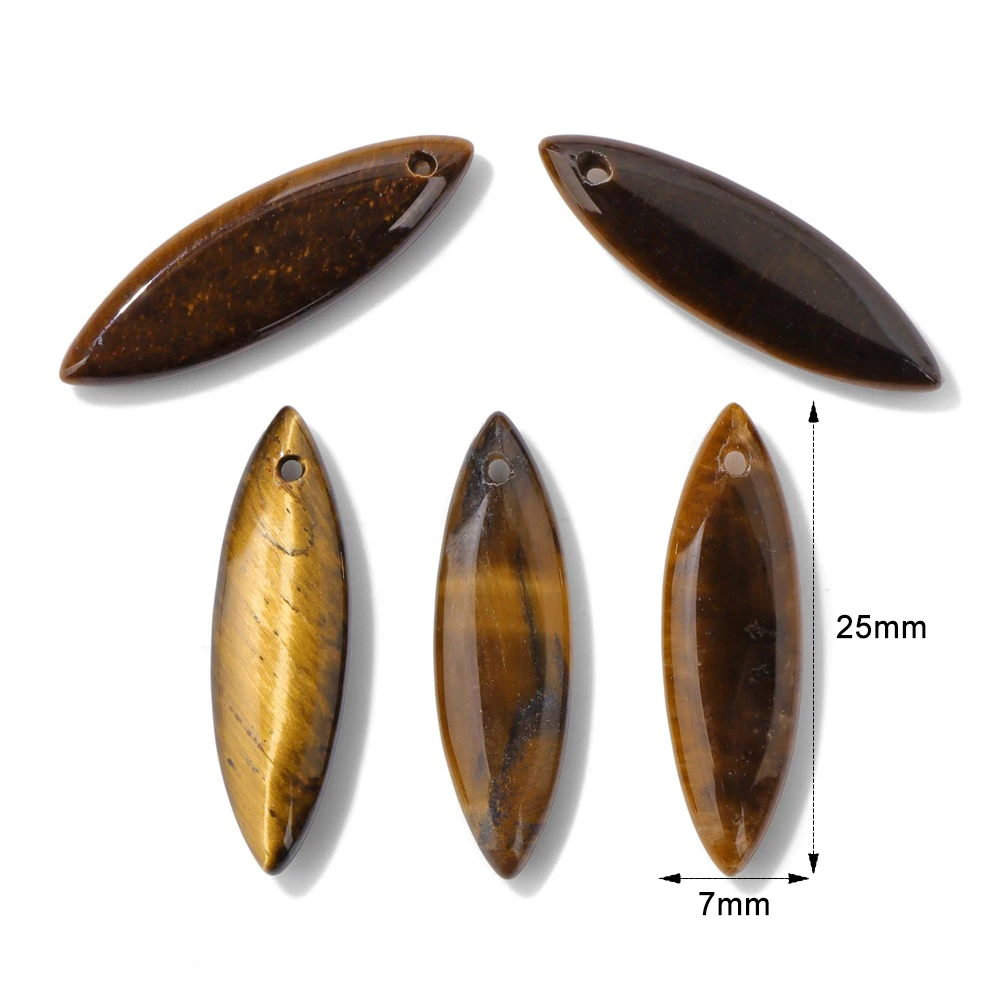 5PCS Natural Tiger Eye Stone Beads 8x25mm Water Drop Drilled Tiger Eye Quartz Beads Charm Pendant for Jewelry Making Accessries