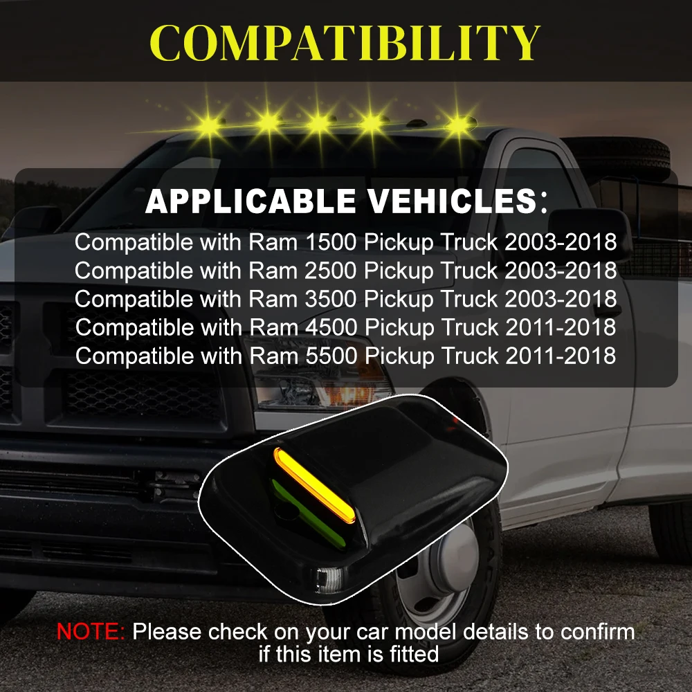 

5 шт. автомобильные светодиодные габаритные фонари на крыше для Dodge Ram Pickup Truck 1500 2500 3500 2003-2018 4500 5500 2011-2018 беспроводные фонари на крыше