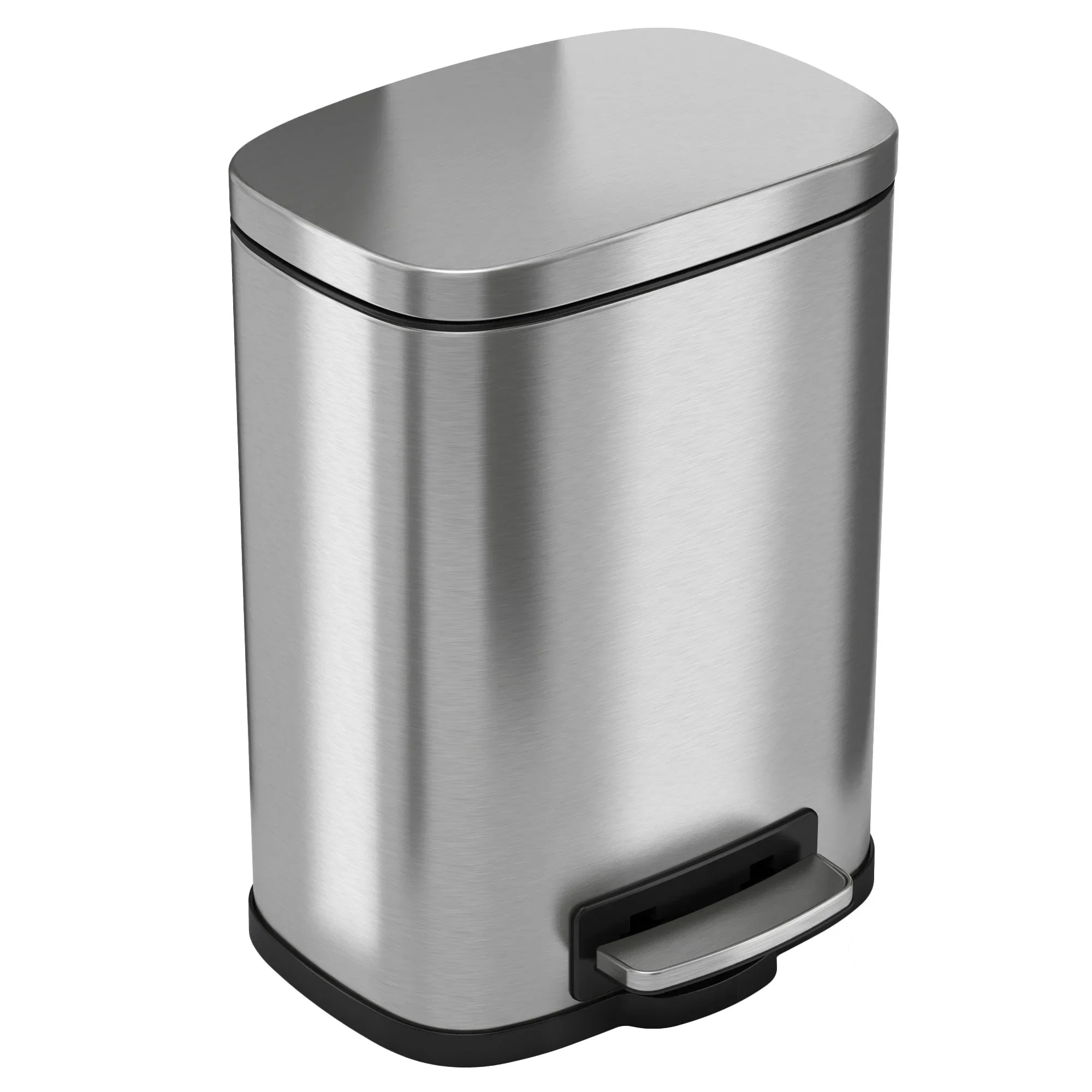 

5L Stainless Steel Step Trash Can with Removable Inner Bin Dimensions 11.8H x 8.5L x 7.3W Inches