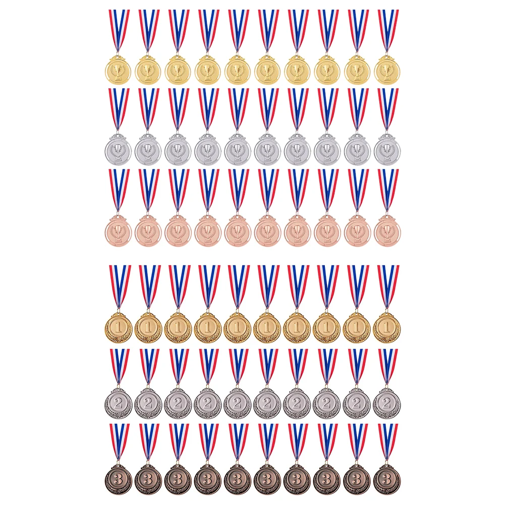 

30pcs 2inch Gold Silver Bronze Award Medal with Neck Ribbon Winner Award Medal Round Winner Award for Kids School Sports Meeting
