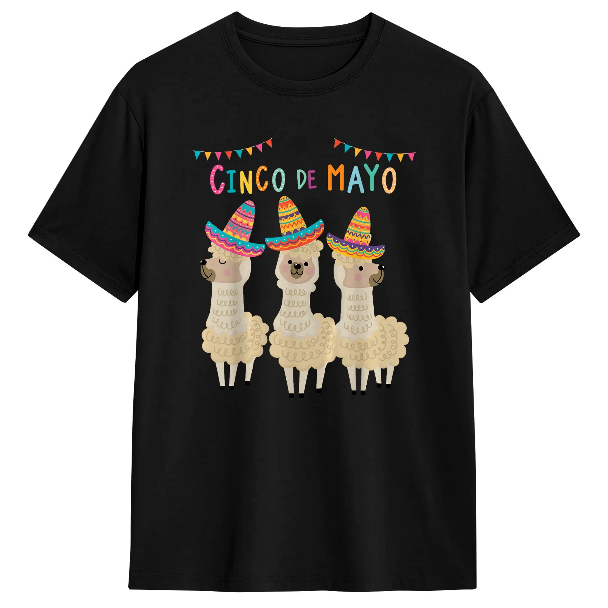 Men's Cinco De Mayo Llama Fiesta Ultimate Party Vibe May 5th T Shirts  Cotton Tees Summer Y2K Funny Short-Sleeve T-Shirt O Neck