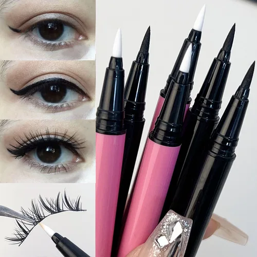Imagen 2 del producto Lápiz Delineador de ojos autoadhesivo de secado rápido 2 en 1 duradero sin pegamento no floreciente negro transparente pestañas delineador de ojos maquillaje
