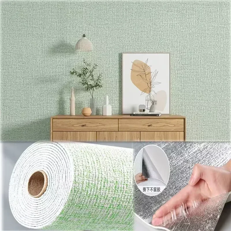 50cm Wide Linen 3D Wall Sticker Self-Adhesive Thickened Waterproof Wallpaper for Livingroom Bedroom Kitchen Decor Wallpaper image 3