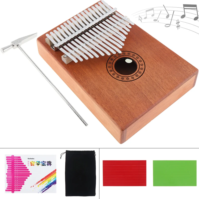 

17 Keys Solid Wood Kalimba Thumb Piano Professional Glossy Surface Mahogany with Hand Guard Mbira Musical Instrument