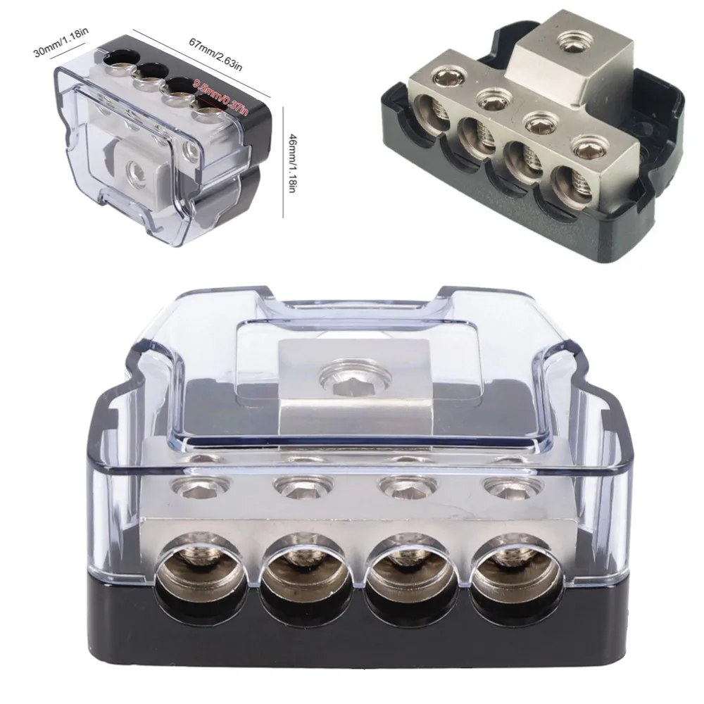 Divisor de Audio para coche, distribuidor de tierra de energía, bloque de distribución, caja de conexiones, Mini serie, calibre 1/0 en salida de calibre To4/SPDP-1044