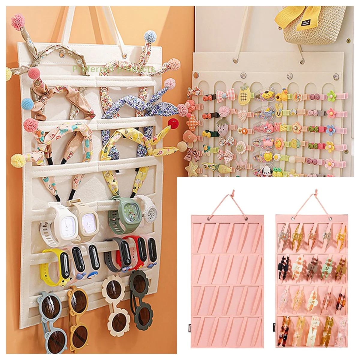 Large Capacity Hair Bows Organizer Wall Headband Holder Hair Clip Storage Hanger Jewelry and accessory storage hanging bag