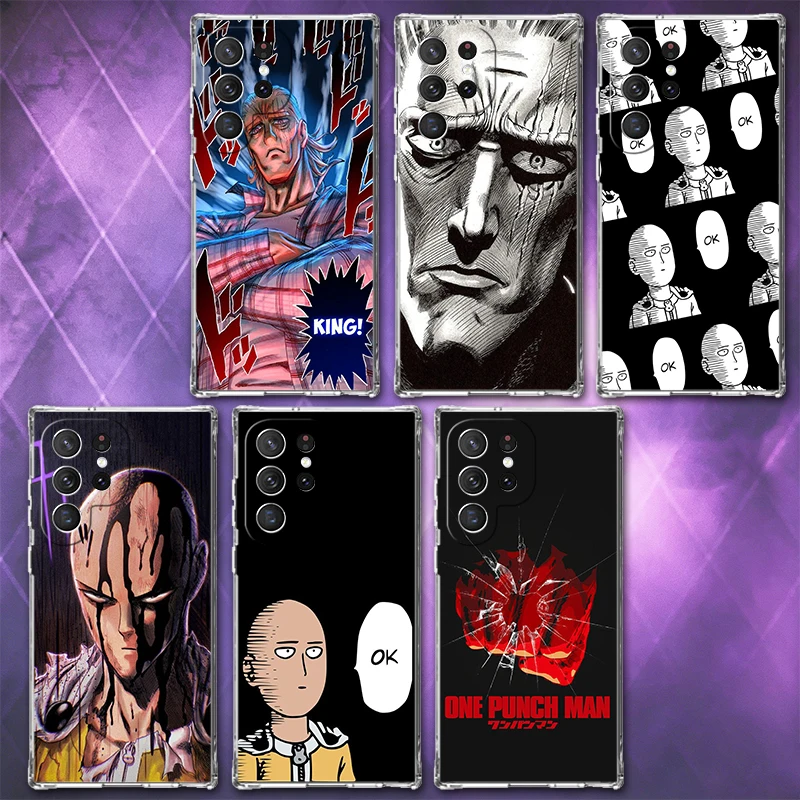 One P-Punch-Mans Saitama King Soft Phone Case For Samsung Galaxy S26 S25 Edge S24 S23 Ultra S21 S20 FE S22 Plus + Pattern Back C