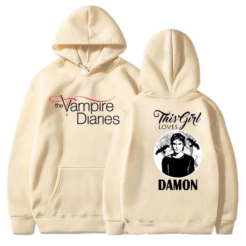 Sudaderas con capucha The Vampire Diaries para mujer, Sudadera con capucha con personalidad a la moda, Jersey informal holgado de manga larga para