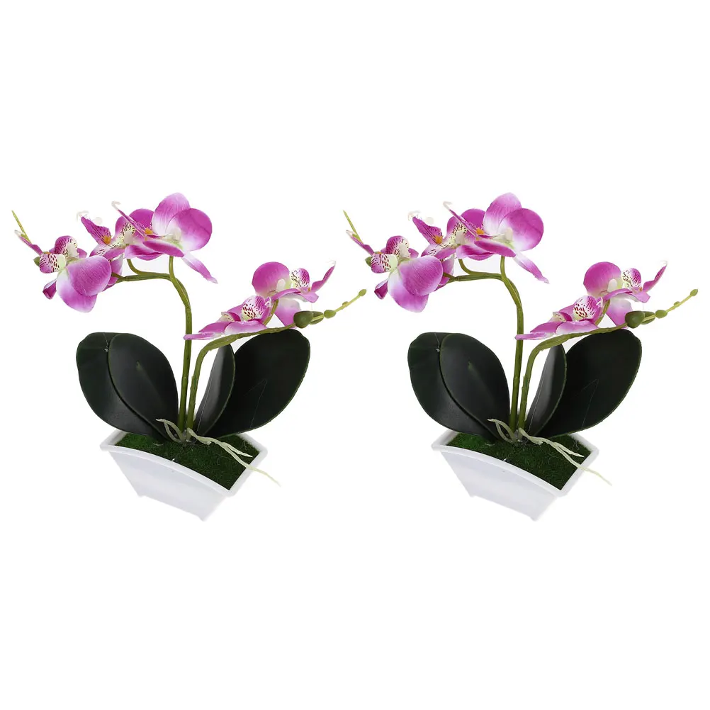 

2pcs Artificial Phalaenopsis Bonsai Lifelike Fake Flower In Potdecorative Plant For Home Wedding Photography Small Fake Bonsai