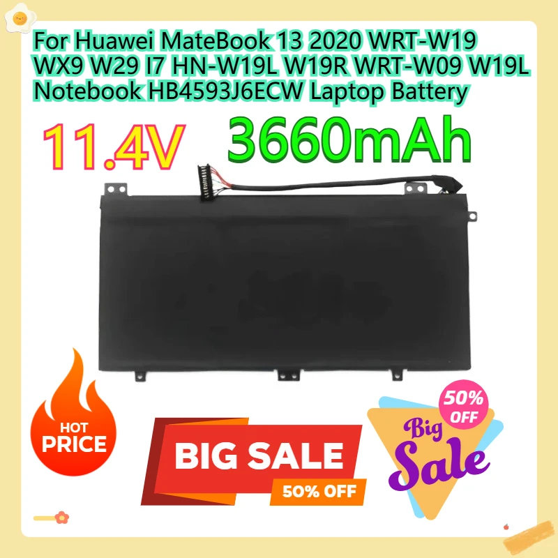 

For Huawei MateBook 13 2020 WRT-W19 WX9 W29 I7 HN-W19L W19R WRT-W09 W19L Notebook HB4593J6ECW Laptop Battery