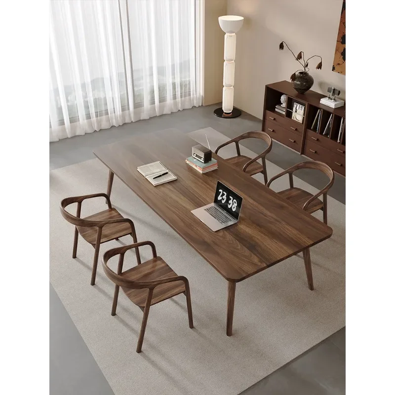 

Walnut simple long desk modern high-end all solid wood desk home study log large board table