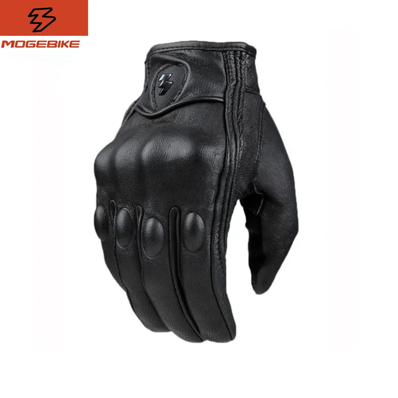 MOGEBIKE Motorcycle Gloves Men Women Black Touchscreen Leather Summer Motobiker Motorcross Protection Glove