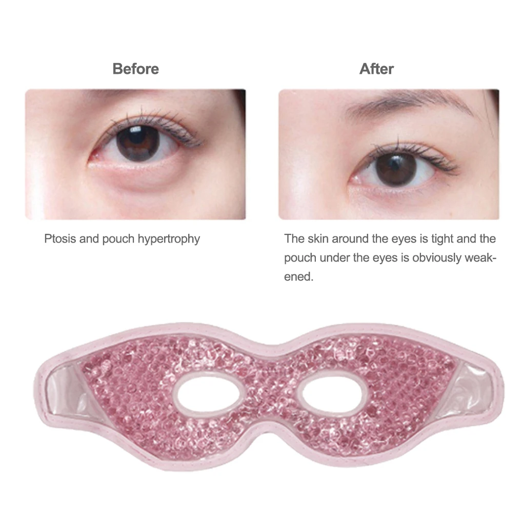 Women Men Gel Cooling Eye Cover Skin Care Beauty Backing Sleeping Pad Reusable Wearable Adjustable Pouch Travel Green