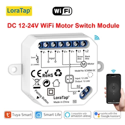 LoraTap Tuya Smart Life DC 12-24V Switch Module for Roller Shutter Pool Cover Electric Motor Voice Control by Google Home Alexa