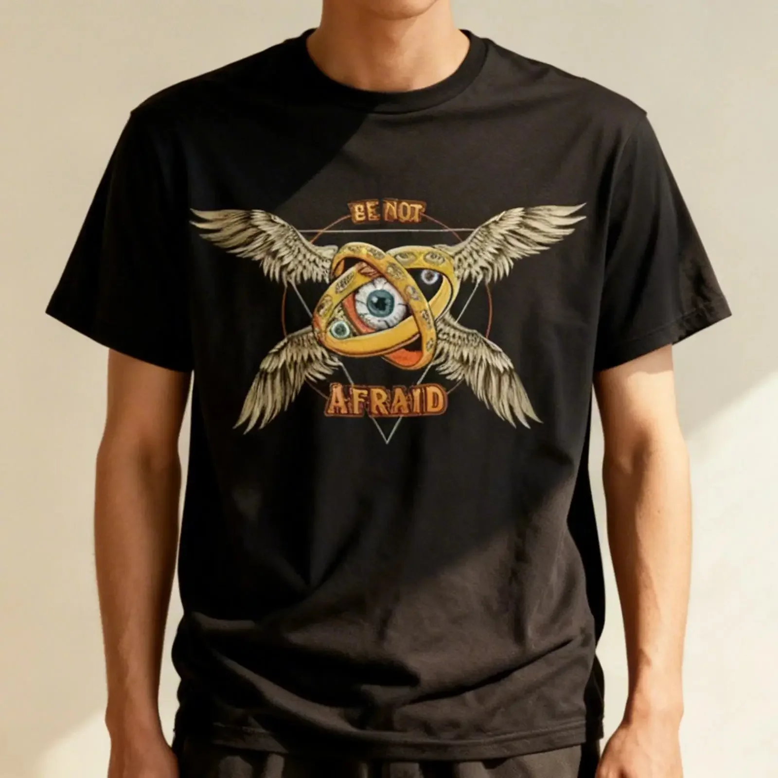 Be Not Afraid Biblically Accurate Angel Seraphim Ophanim T Shirt vintage Washed Stretched Casual fashion Slightly Breathable