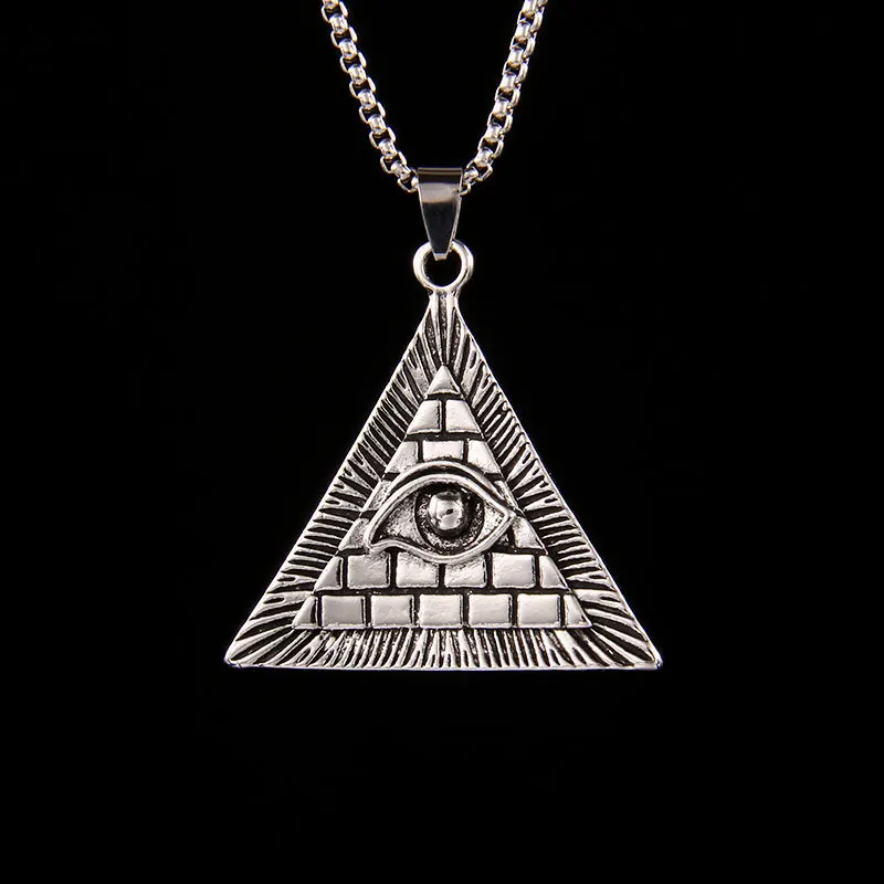 European and American Fashion Personality Versatile Trend Triangle Demon Eye Necklace men's Trend Pyramid Eye Pendant Accessory