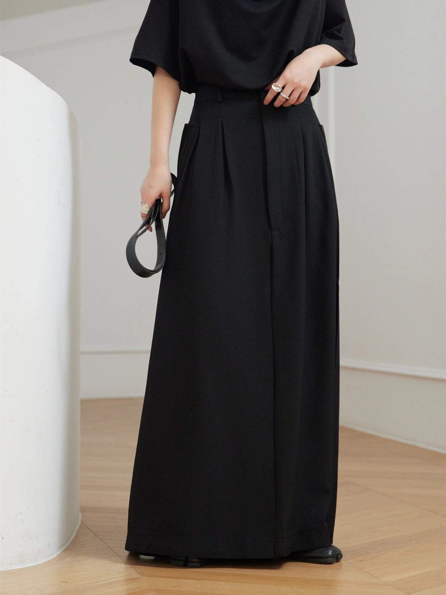 

Slimming High Waist Floor Length Asymmetrical Skirt Dark Mountain New Chinese Style Half-length Women's Fashion Commute Skirt
