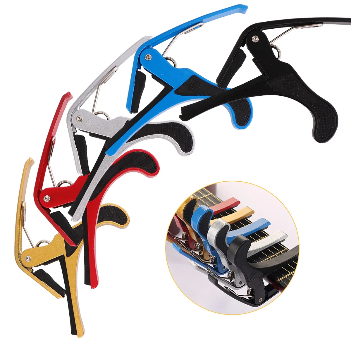 

5Pcs Professional Ukulele Sandhi Metal Sandhi Gripper Gripper Guitar Accessories (Red + Gold + Silver + Blue)