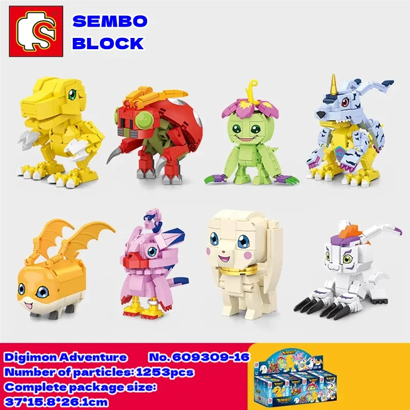 SEMBO Digimon Adventure building block assembled children\'s toy figure Gabumon Piyomon Palmon Gomamon Patamon Agumon model