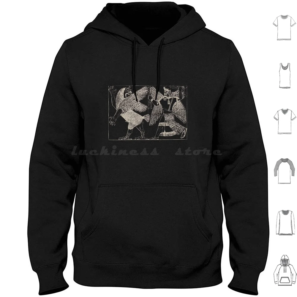 Assyrian Sumerian Mythology Enlil Marduk Dragon Tiamat Hoodie cotton Long Sleeve Ancient Mythology Occult Assyrian