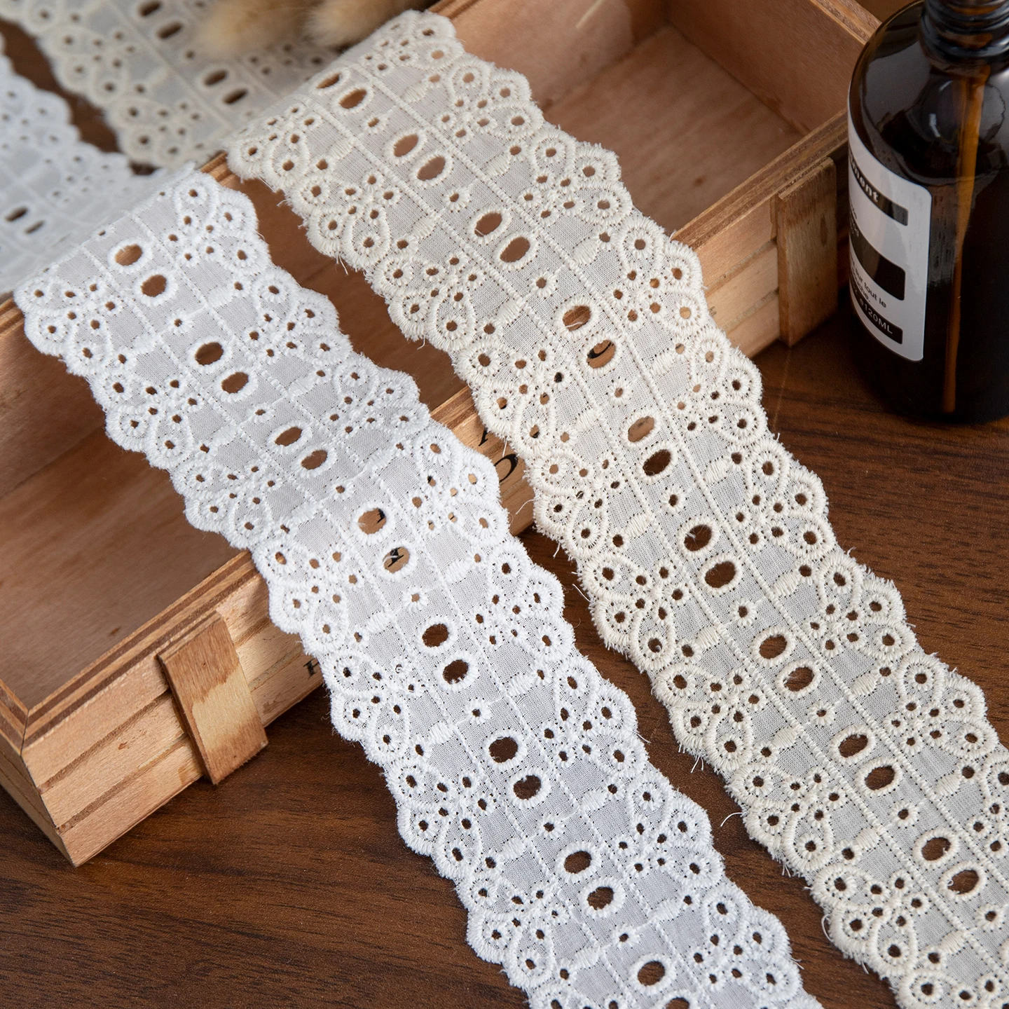 Cinta para ajuste de encaje de algodón para manualidades, materiales artesanales, decoración de bordes de ropa, accesorios de costura de tela hueca