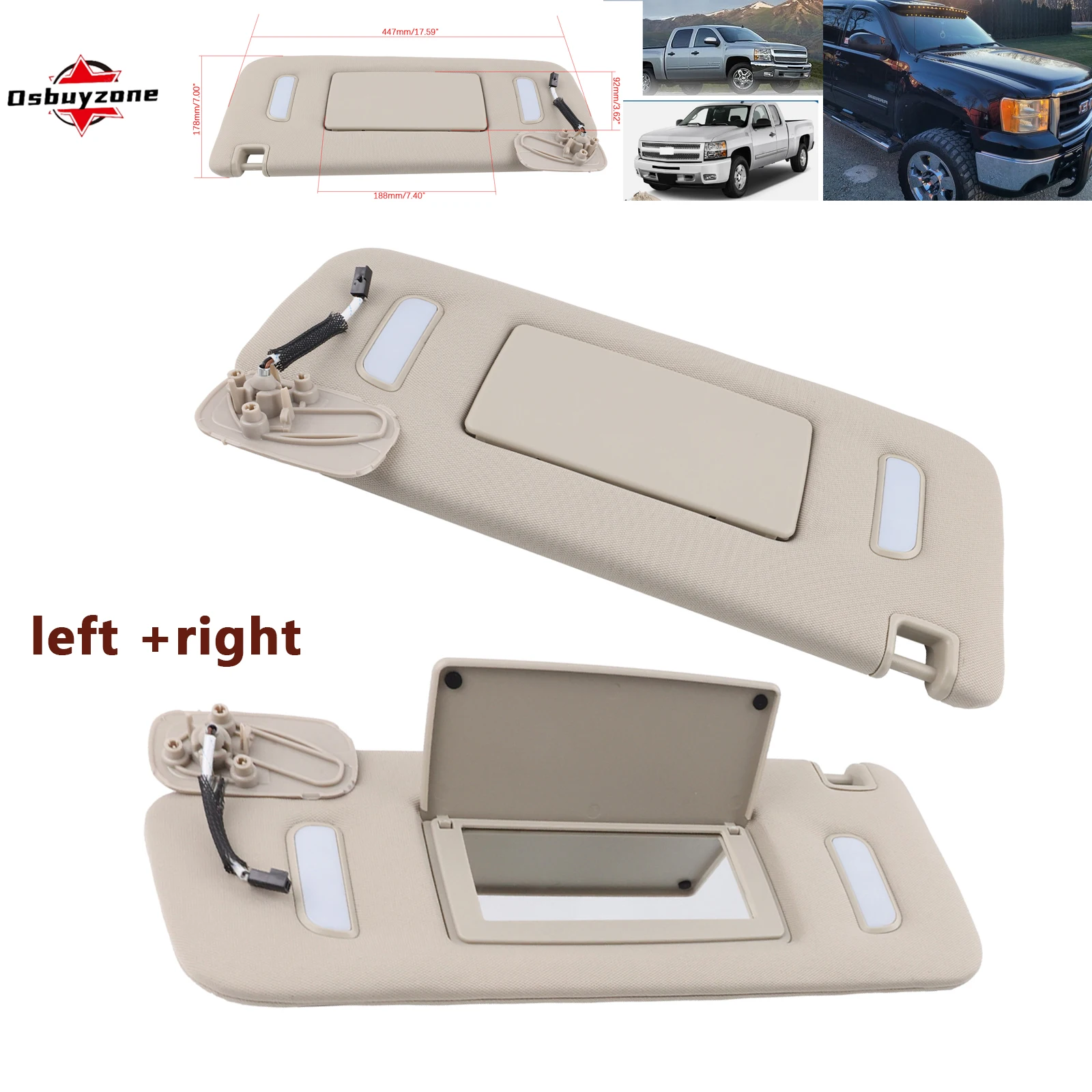 استبدال السائق + حاجب الشمس الجانبي للركاب لـ 2007-2014 تشيفي سوبربان 1500 2500 تاهو جي إم سي سييرا يوكون XL كاديلاك