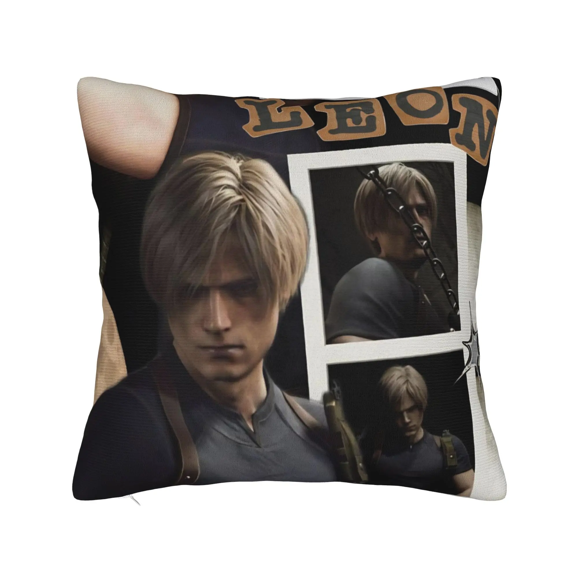 Leon S Kennedy Residents Evils Pillowcase Printed Fabric Cushion Cover Gift  Throw Pillow Case Cover Home Zipper 40*40cm