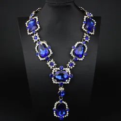 High-end luxury crystal alloy necklaces designed for women and paired with large rhinestone sparkling wedding party jewelrygifts