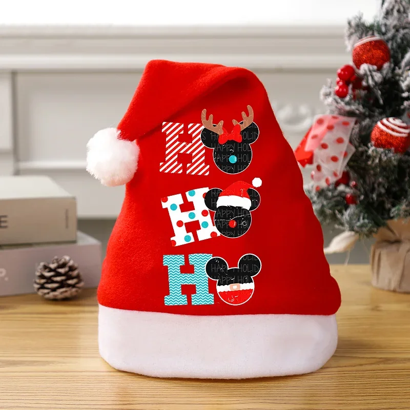 New Minnie Mickey Mouse Christmas Hats Disney Holiday Party Supplies Caps Anime Movie Derivative Peripherals Decorations Gifts